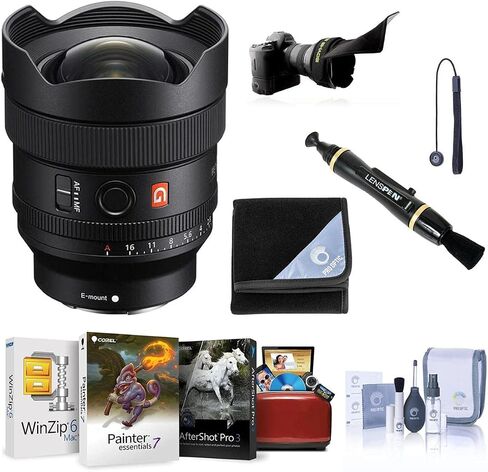 Sony FE 14mm f/1.8 GM Full-Frame Ultra Wide Angle Prime G-Master Lens - Bundle with Flex Lens Shade, Lens Cleaner, Lens Wrap 19X19, Cleaning Kit, Lens Cap Tether, Corel Mac Software Kit in Saudi Arabia