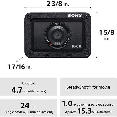 Sony Cyber-Shot DSC-RX0 II Camera DSC-RX0M2 with Soft Bag, Tripod, 2X Extra Batteries, LED Light, 2X 64GB Memory Card, Card Reader, Plus Essential Accessories in Saudi Arabia