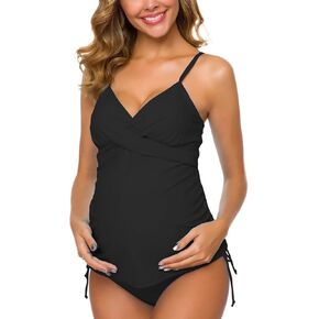 Ziola Women Two Piece Women's Maternity Swimsuit Retro Plum Wrap Front Tankini Swimwear Beachwear in Saudi Arabia