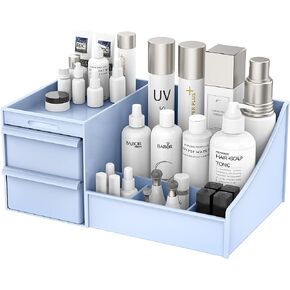 Makeup Desk Cosmetic Storage Box Organizer with Drawers for Dressing Table, Vanity Countertop, Bathroom Counter, Elegant Vanity Holder for Brushes, Eyeshadow, Lotions, Lipstick and Nail Polish