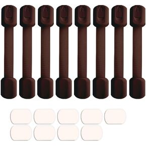 8 Pack Black Child Safety Cabinet Locks - Viaky Adjustable Straps Baby Proof Latches for Drawers, Oven, Refrigerator, Toilet Seat, Closet and Cupboard, Come with 9 Extra Strong Adhesive Pads