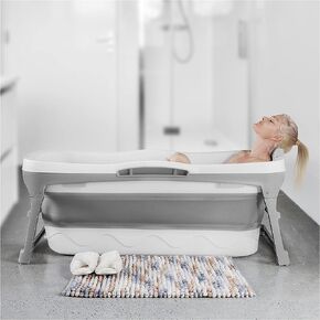 Portable Bathtub for Adult - Large 56'in Foldable Collapsible tub - Ergonomically Designed for the Ultimate Relaxing Soaking Bath, Gray in Saudi Arabia