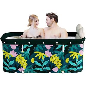 Portable Foldable Bathtub, Separate Family Bathroom SPA Tub, Soaking Standing Bath Tub for Shower Stall, Efficient maintenance of temperature, Ideal for Hot bath ice bath 47.2x19.7x21.7inch(Cactus)