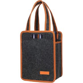 6 Bottle Wine Tote Bag, Insulated Thermal Padded Wine Carrier Tote, Reusable Wine Bags for Wine Bottles Travel, Camping and Picnic, Perfect Wine Lover Gift