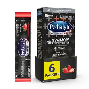 Pedialyte AdvancedCare Plus Electrolyte Powder, with 33% More Electrolytes and PreActiv Prebiotics, Strawberry Freeze, Electrolyte Drink Powder Packets, 0.6 Oz, Pack of 6 in Kuwait