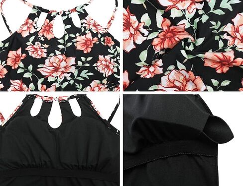Hilor Women's Tankini Swimsuits High Neck Two Piece Bathing Suits Keyhole Swimwear Tankini with Shorts in Saudi Arabia