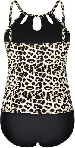 Hilor Women's Tankini Swimsuits High Neck Two Piece Bathing Suits Keyhole Swimwear Tankini with Shorts in Saudi Arabia