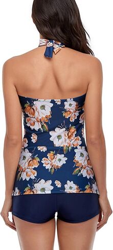 ملابس سباحة نسائية عالية الخصر من Lu's Chic بدلة استحمام للأمهات تانكيني 2 قطعة رقبة على شكل حرف V متواضعة in Kuwait