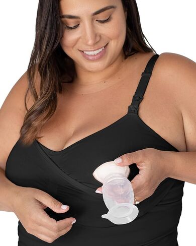Kindred Bravely Sublime Hands Free Busty Pumping Tank | Patented All-in-One Pumping & Nursing Tank Top for F,G,H,I Cups (Black, Medium-Busty) in Saudi Arabia