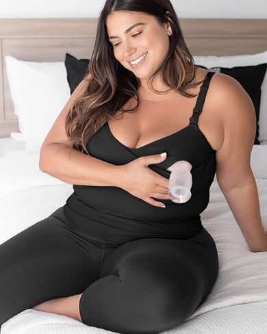 Kindred Bravely Sublime Hands Free Busty Pumping Tank | Patented All-in-One Pumping & Nursing Tank Top for F,G,H,I Cups (Black, Medium-Busty) in Saudi Arabia