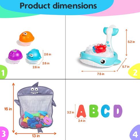 Large Bath Toy Organizer with Letters and Numbers – 3 Compartment Bath Toy Holder for Bathtub & Shower – Quick-Dry Mesh with 4 Strong Adhesive Hooks in Saudi Arabia