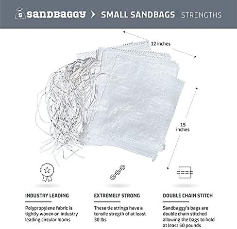 Sandbaggy 12-inch x 15-inch Small Sandbags | UV Protected | Sand Bag Empty | Great for Holding Down Signs & Temporary Tents (20 Sandbags) in Kuwait