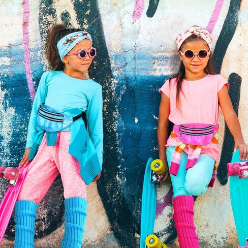 2Set 80s Leg Warmers Set for Girls Kids Neon Ribbed Knit Leg Warmers Fanny Pack Fitness Headband Wristbands for Cosplay Party in Saudi Arabia