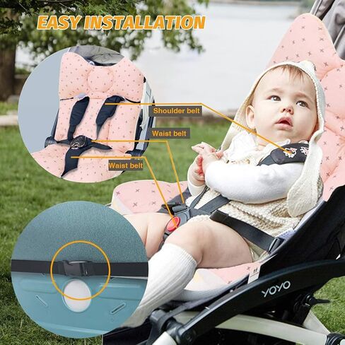 Baby Seat Pad Liner for Stroller–Soft and Breathable，3D Air Mesh Cotton Universal Baby Stroller Cushion (Black Bear) in Kuwait