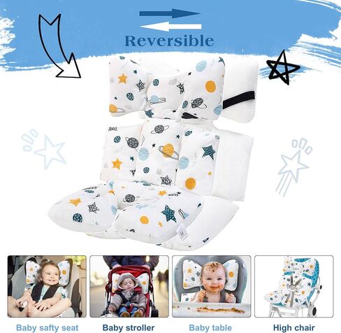 Baby Seat Pad Liner for Stroller–Soft and Breathable，3D Air Mesh Cotton Universal Baby Stroller Cushion (Black Bear) in Kuwait