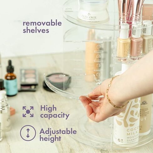 360 Rotating Makeup Organizer - Adjustable Shelf Height and Fully Rotatable. The Perfect Cosmetic Organizer for Bedroom Dresser or Vanity Countertop. (Black) in Saudi Arabia