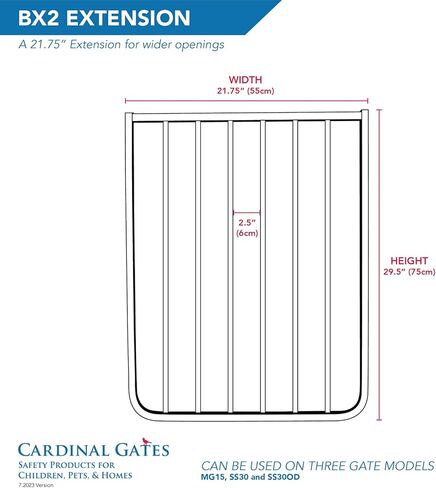 ملحق بوابة الأطفال Cardinal Gates BX2 - يناسب بوابات الأمان Cardinal Gates - امتداد بوابة الكلاب بعرض 21.75 بوصة - أبيض in Kuwait
