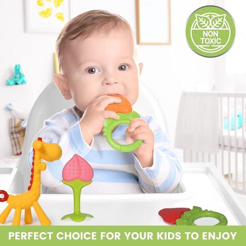 Baby Teething Toys for Newborn Infants (6-Pack) Freezer Safe Infant and Toddler Silicone Teethers Soothe Babies Gums, Perfect Baby Gift in Saudi Arabia