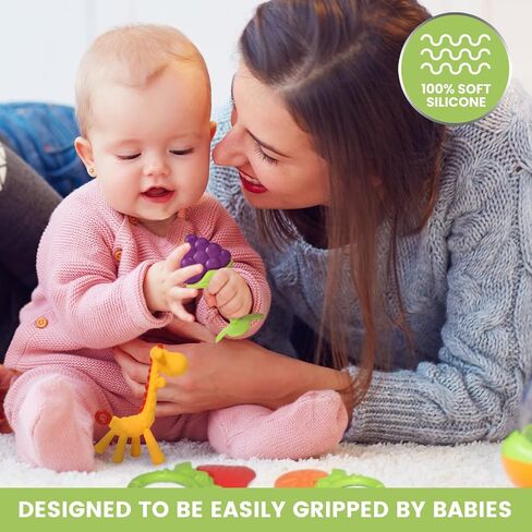 Baby Teething Toys for Newborn Infants (6-Pack) Freezer Safe Infant and Toddler Silicone Teethers Soothe Babies Gums, Perfect Baby Gift in Saudi Arabia