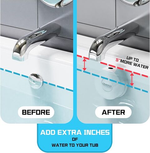 Bathtub Overflow Drain Cover, Silicone Bathtub Stopper Drain Plug, Bathroom Relaxation Spa Bath Accessories, Better Soak Adds Inches of Water to Deeper Bathtub, Fits Most Drain Types(Transparent) in Saudi Arabia