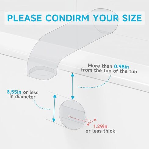 Bathtub Overflow Drain Cover, Silicone Bathtub Stopper Drain Plug, Bathroom Relaxation Spa Bath Accessories, Better Soak Adds Inches of Water to Deeper Bathtub, Fits Most Drain Types(Transparent) in Saudi Arabia