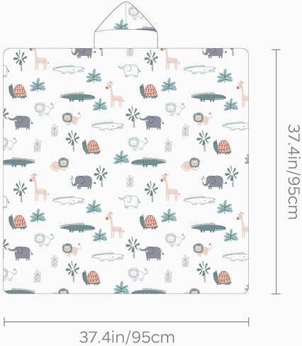 منشفة حمام للأطفال من بي سي بيبي كير، مناشف أطفال بغطاء للرأس من قطن الموسلين بنسبة 100%، مناشف أطفال لحديثي الولادة، مناشف أطفال بغطاء للرأس فائقة الامتصاص للأولاد والبنات، 37.4 * 37.4 بوصة in Kuwait