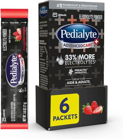 Pedialyte AdvancedCare Plus مسحوق الإلكتروليت، مع 33% المزيد من الإلكتروليتات والبريبايوتكس PreActiv، نسيم البرتقال، عبوات مسحوق مشروب الإلكتروليت، 0.6 أونصة، 6 قطع in Saudi Arabia