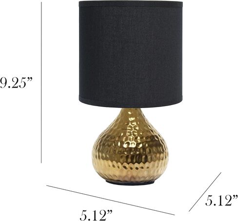 Simple Designs LT2073-SVB Mini Hammered Texture Silver Drip Table Lamp with Black Shade in Kuwait