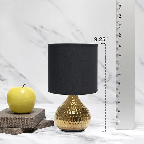 Simple Designs LT2073-SVB Mini Hammered Texture Silver Drip Table Lamp with Black Shade in Kuwait