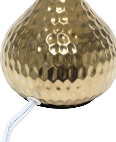 Simple Designs LT2073-SVB Mini Hammered Texture Silver Drip Table Lamp with Black Shade in Kuwait