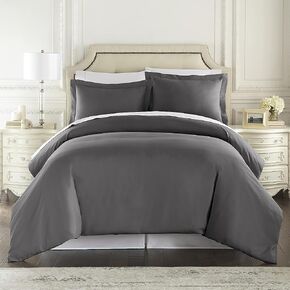 مجموعة HC COLLECTION 1500 خيط غطاء لحاف خفيف الوزن من أغطية السرير مع سحاب إغلاق للألحفة مع 2 غطاء وسادة، مقاس كوين، أبيض in Kuwait
