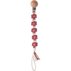 Pacifier Clip for Boys Girls Floral Daisy Macrame Paci Clip Pacifier Holder Leash Boho Wooden Clips Handmade Braided Cotton Unisex Baby Shower Birthday Gift