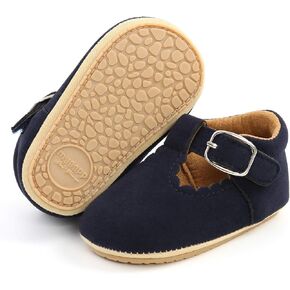 SENIURIS Baby Girls Mary Jane Flats Shoes with Non-Slip Soft Rubber Sole Toddler First Walking Princess Dress Shoes