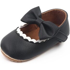 Amtidy Infant Baby Girls Mary Jane Flats Bow Non-Slip Soft Sole Princess Toddler First Walkers PU Leather Sneaker Wedding Dress Shoes