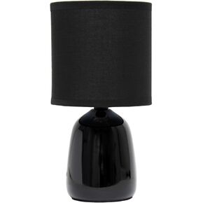 Simple Designs LT1134-MST 10.04" Tall Traditional Ceramic Thimble Base Bedside Table Desk Lamp w Matching Fabric Shade for Decor, Nightstand, Bedroom, Living Room, Entryway, Office, Mustard Yellow