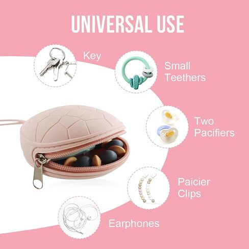 حافظة حامل اللهاية Smlpuame، حاوية تخزين اللهاية المحمولة خالية من مادة BPA، غطاء غطاء لهاية الأطفال من السيليكون لعربة الأطفال، أنشطة السفر الخارجية، سهلة التنظيف (أحمر الخدود) in Kuwait