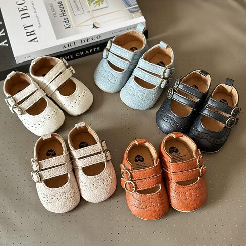 Baby Shoes Mary Jane Flats Non Slip Soft Sole Infant Toddler Sneakers First Walkers Party Christmas Dress Shoes in Saudi Arabia