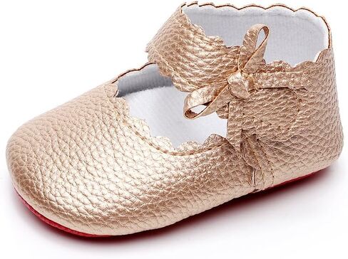 HONGTEYA Baby Girls Ballet Dress Shoes - Mary Jane Soft Sole Sidebow Toddler Moccasins in Saudi Arabia