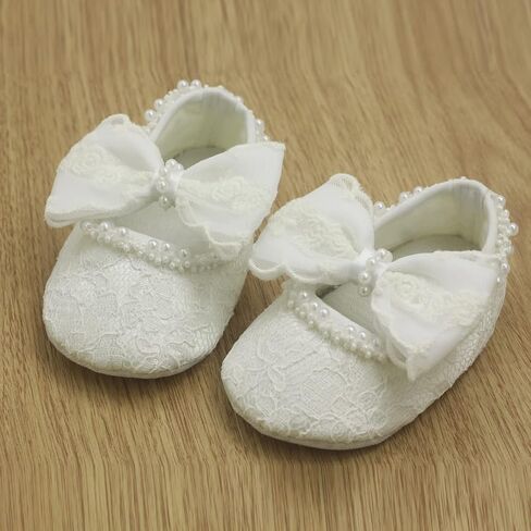 Nihao Baby Girls White Baptism Shoes and Headband Set Christening Dress Shoes in Saudi Arabia
