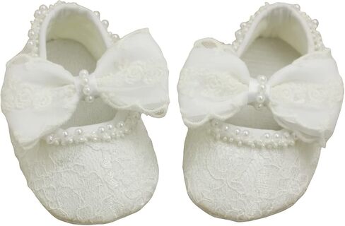Nihao Baby Girls White Baptism Shoes and Headband Set Christening Dress Shoes in Saudi Arabia
