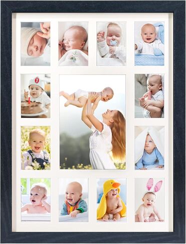 School Years Picture Frame K-12 Day Graduation Photo Collage Black Frame with Mat, Displays One 5x7 Photo and Twelve 2.5x3.5 Pictures in Saudi Arabia
