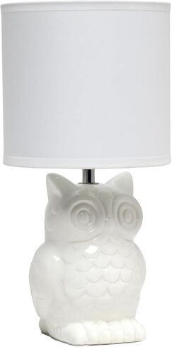 Simple Designs LT1136-SGE 12.8" Tall Contemporary Ceramic Owl Bedside Table Desk Lamp w Matching Fabric Shade for Decor, Bedroom, Nightstand, Living Room, Entryway, Kids' Room, Nursery, Sage Green in Saudi Arabia