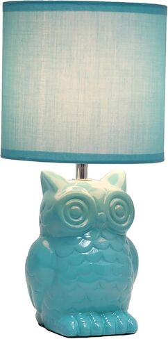 Simple Designs LT1136-SGE 12.8" Tall Contemporary Ceramic Owl Bedside Table Desk Lamp w Matching Fabric Shade for Decor, Bedroom, Nightstand, Living Room, Entryway, Kids' Room, Nursery, Sage Green in Saudi Arabia