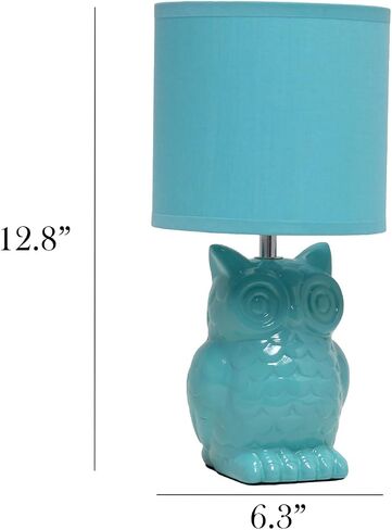 Simple Designs LT1136-SGE 12.8" Tall Contemporary Ceramic Owl Bedside Table Desk Lamp w Matching Fabric Shade for Decor, Bedroom, Nightstand, Living Room, Entryway, Kids' Room, Nursery, Sage Green in Saudi Arabia
