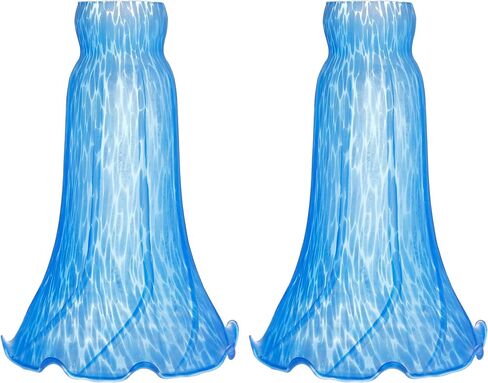Lily Lampshade Only 2 Pack Brown Blue Tulip Flower Glass Lamp Shade Replacement Tiffany Style Lily Table Floor Lampshade Replacement in Saudi Arabia
