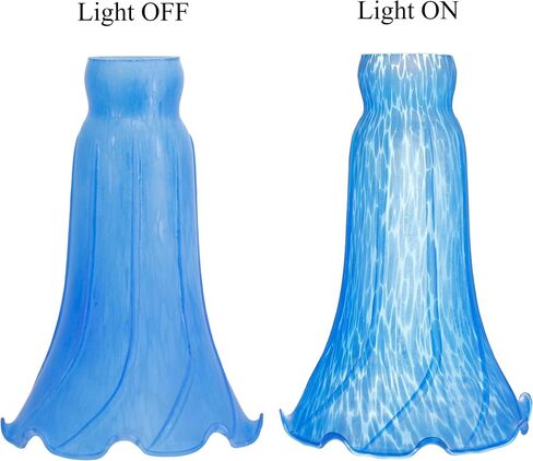 Lily Lampshade Only 2 Pack Brown Blue Tulip Flower Glass Lamp Shade Replacement Tiffany Style Lily Table Floor Lampshade Replacement in Saudi Arabia