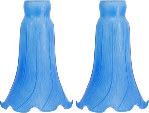 Lily Lampshade Only 2 Pack Brown Blue Tulip Flower Glass Lamp Shade Replacement Tiffany Style Lily Table Floor Lampshade Replacement in Saudi Arabia