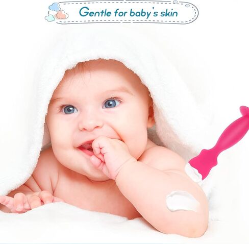 ملعقة كريم حفاضات الأطفال من KHTD، 4 عبوات من ملاعق معجون مؤخرة الأطفال مصنوعة من السيليكون الناعم، فرشاة كريمية صغيرة للطفح الجلدي للأطفال حديثي الولادة in Kuwait