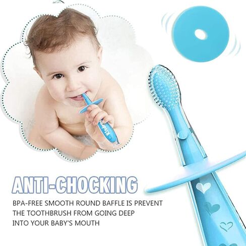 alobeby Baby Toddler Infant Soft Toothbrush: Extra Tooth Brush Age 2-4 6 to 12 Months Silicone Oral Dental Brish Hygiene Medium Pack Small Bristle Toothbrush Bulk (Blue & Green) in Saudi Arabia