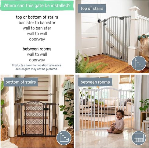 Summer Infant West End Safety Baby Gate, Dark Walnut Stained Wood with Charcoal Metal Frame – 30" Tall, Fits Openings up to 36" to 60" Wide, Baby and Pet Gate for Wide Spaces and Open Floor Plans in Saudi Arabia